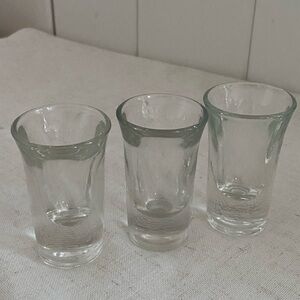 3 vintage Libbey Clear Glass Shot Glass Heavy Base MCM style barware glasses LOT
